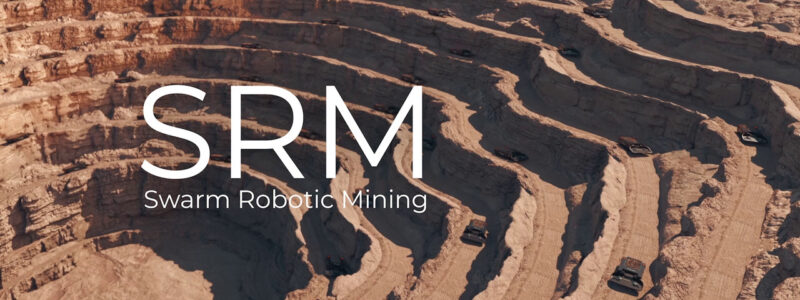 Multi-level surface mine with various swarm-robotic mining operations occurringdelivering good
